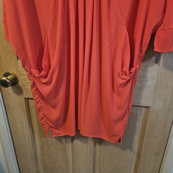 Medium Anthropologie Edme & Esyllte  Coral 3/4 Sleeve Tunic Dress - Picture 6 of 8